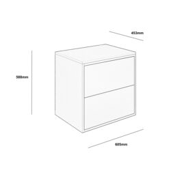 Grasmere Matt Grey Wall-Mounted 2 Drawer Bathroom Cabinet (H) 588mm (W) 605mm (D) 45.3Cm - thumbnail 3