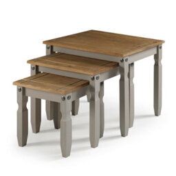 Nest Of Tables Large Grey Wax Solid Pine