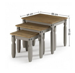 Nest Of Tables Large Grey Wax Solid Pine - thumbnail 2