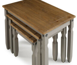 Nest Of Tables Large Grey Wax Solid Pine - thumbnail 5