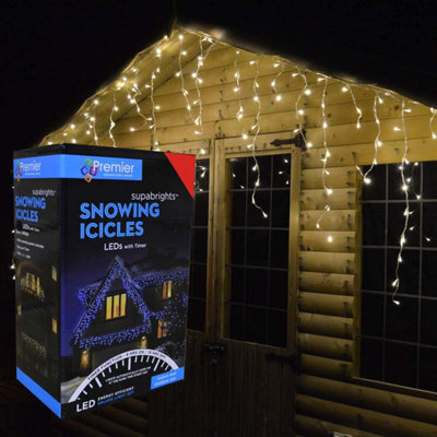 Samuel Alexander 960 Led 23.8M Snowing Iciclebrights Indoor Outdoor Multifunction Christmas Icicle Lights On Clear Cable With Timer In Warm White - image 1