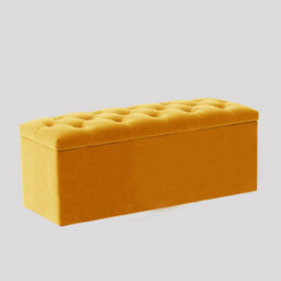 120Cm Luna Chesterfield Ottoman Storage Box - Mustard Gold Plush Velvet Upholstered Blanket Box - thumbnail 3