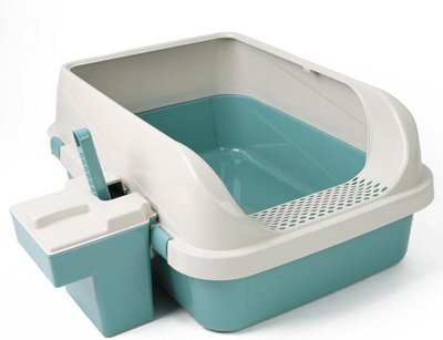 Divchi Cat Litter Tray Box, Litter Box, Plastic Cat Open Top Litter Tray With Scoop And Scoop Box Kitten Detachable Rim Easy Clean - image 1