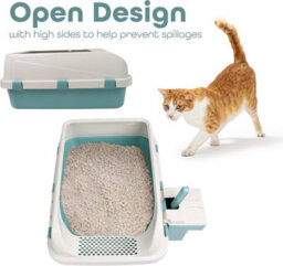 Divchi Cat Litter Tray Box, Litter Box, Plastic Cat Open Top Litter Tray With Scoop And Scoop Box Kitten Detachable Rim Easy Clean - thumbnail 3