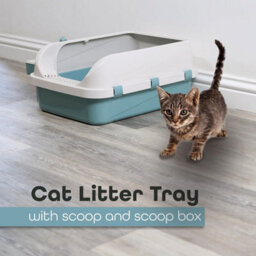 Divchi Cat Litter Tray Box, Litter Box, Plastic Cat Open Top Litter Tray With Scoop And Scoop Box Kitten Detachable Rim Easy Clean - thumbnail 2