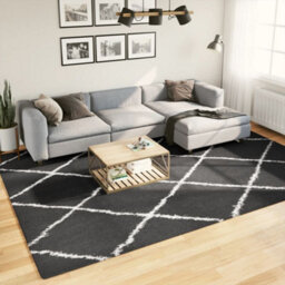 Walplus Shaggy Rug Pamplona High Pile Modern Black And Cream 240X340 Cm - thumbnail 1