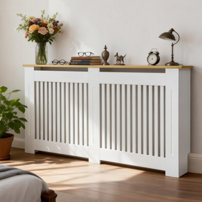 Fativo Vertical Radiator Cover Grill Shelf Cabinet Mdf Wood Modern Traditional Furniture (H 830 X W 1520 X D 200 mm) - image 1