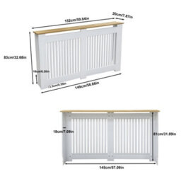 Fativo Vertical Radiator Cover Grill Shelf Cabinet Mdf Wood Modern Traditional Furniture (H 830 X W 1520 X D 200 mm) - thumbnail 2