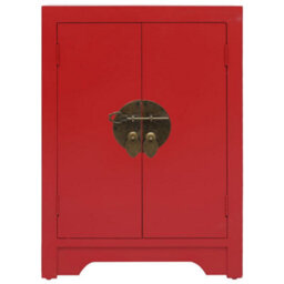 Berkfield Durable Bedside Cabinet Red 38X28X52 Cm Paulownia Wood - thumbnail 1