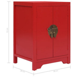 Berkfield Durable Bedside Cabinet Red 38X28X52 Cm Paulownia Wood - thumbnail 7