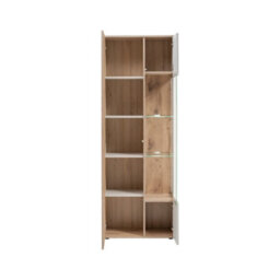 Arte Catalina Tall Display Cabinet 70Cm Oak Vicking & Cashmere - Stylish Storage With Glass Accents - thumbnail 2