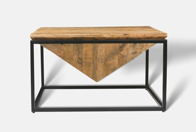 Buttercup Farm Industrial Diamond Coffee Table - Mango Wood/iron - L80 X W80 X H47 Cm - Mango Pp Saw Finish - image 1