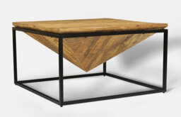 Buttercup Farm Industrial Diamond Coffee Table - Mango Wood/iron - L80 X W80 X H47 Cm - Mango Pp Saw Finish - thumbnail 3