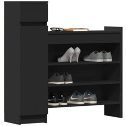 Berkfield Shoe Cabinet Black 100.5X28X100 Cm Engineered Wood - thumbnail 4