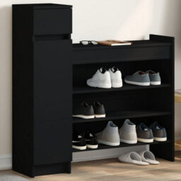 Berkfield Shoe Cabinet Black 100.5X28X100 Cm Engineered Wood - thumbnail 1