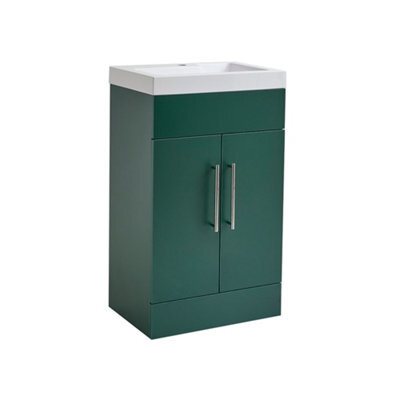 Homestylestore 502mm Dark Green Floorstanding Bathroom Vanity Unit And Chrome T Bar Handle - image 1