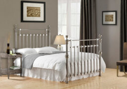 Save On Goods UK 5Ft King Size Antique Victorian Style, Chrome Nickel Finish Traditional Metal Bed Frame Bedstead.