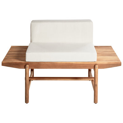 Beliani Garden Bench With Cushion Giaveno 135 Cm Acacia Wood Off-White - image 1