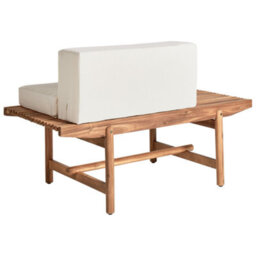 Beliani Garden Bench With Cushion Giaveno 135 Cm Acacia Wood Off-White - thumbnail 7