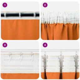 Berkfield Curtains 2 Pcs Bright Orange 225 X 140 Cm Polyester - thumbnail 6
