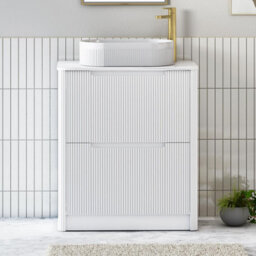 Royal Bathrooms Avenza 600mm Matt White Floor Standing Countertop Bathroom Vanity Unit 2 Drawer With Lyon Basin - thumbnail 1