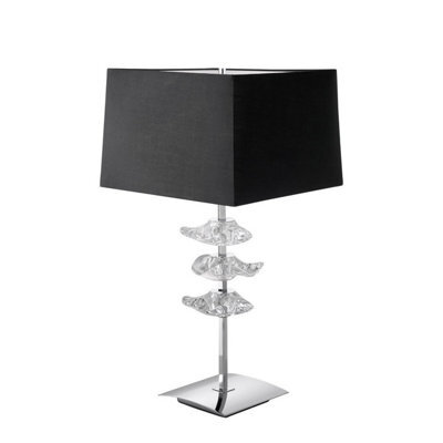 Luminosa Lighting Luminosa Akira Table Lamp 2 Light E27, Polished Chrome With Black Shade - image 1