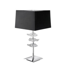 Luminosa Lighting Luminosa Akira Table Lamp 2 Light E27, Polished Chrome With Black Shade - thumbnail 1