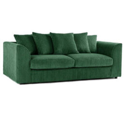 Sofaselectionuk Ltd Sofaselection Jumbo Cord 3 Seater Sofa In Green Colour Soft Cord Fabric With Plush Scatter Back Cushions For Ultimate Comfort