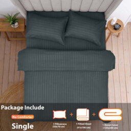 Aspire Homeware Charcoal Duvet Cover Complete Set, Reversible Modern Bedding Set, Single (L)200Cm X (W)135Cm - thumbnail 2