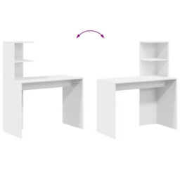 Berkfield White Writing Desk White Mdf Compact Decorative Inlays - thumbnail 8