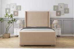 "Sloomy Devonshire Pebble Plush Bed Frame With Mattress With 50""  Upholstered Wingback Headboard 6' Super King" - thumbnail 1
