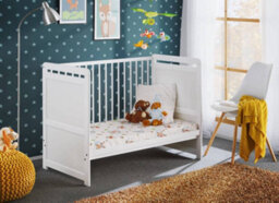 Arte Tymek Cot Bed - White Matt Pinewood Baby Bed With Removable Side Rails - thumbnail 3