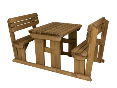 Arbor Garden Solutions Alders Wooden Picnic Bench And Table Set, Rounded Outdoor Dining Set With Backrest (3Ft, Rustic Brown) - image 1