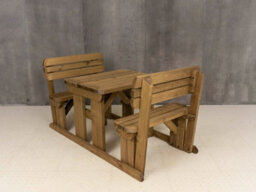 Arbor Garden Solutions Alders Wooden Picnic Bench And Table Set, Rounded Outdoor Dining Set With Backrest (3Ft, Rustic Brown) - thumbnail 5