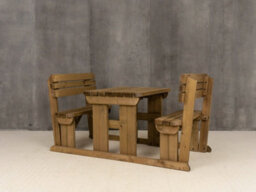 Arbor Garden Solutions Alders Wooden Picnic Bench And Table Set, Rounded Outdoor Dining Set With Backrest (3Ft, Rustic Brown) - thumbnail 6