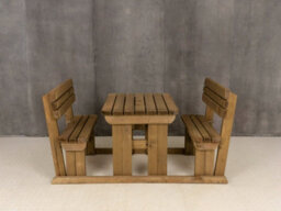 Arbor Garden Solutions Alders Wooden Picnic Bench And Table Set, Rounded Outdoor Dining Set With Backrest (3Ft, Rustic Brown) - thumbnail 3
