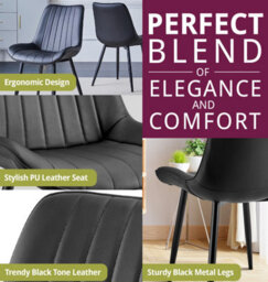 Hallowood Furniture Cullompton Large Black Round Dining Table (1.2M) With 4 Black Bonded Leather Chairs - thumbnail 5