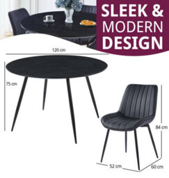 Hallowood Furniture Cullompton Large Black Round Dining Table (1.2M) With 4 Black Bonded Leather Chairs - thumbnail 3