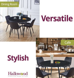 Hallowood Furniture Cullompton Large Black Round Dining Table (1.2M) With 4 Black Bonded Leather Chairs - thumbnail 6