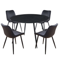 Hallowood Furniture Cullompton Large Black Round Dining Table (1.2M) With 4 Black Bonded Leather Chairs - thumbnail 8