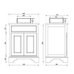 Homestylestore 645mm Black Grey And Oak Bathroom Vanity Unit With Square Countertop Basin And Chrome Square Handles - thumbnail 3