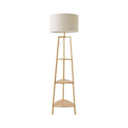 Valuelights Hiru Natural 3 Tier Shelf Floor Lamp With White Trim Linen Shade - thumbnail 6