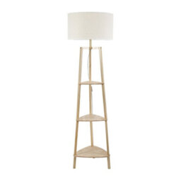 Valuelights Hiru Natural 3 Tier Shelf Floor Lamp With White Trim Linen Shade - thumbnail 7