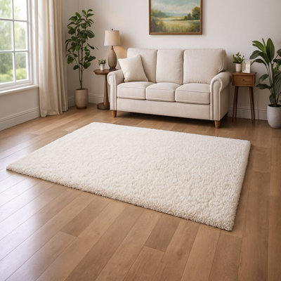Uetian Cream Large Shaggy Rug 160X230 Cm Soft Texture Soft 5Cm Pile Thickness For Living Room Bedroom - image 1