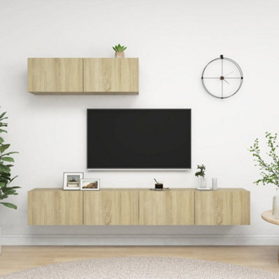 Berkfield Tv Cabinets 3 Pcs Sonoma Oak Engineered Wood - image 1