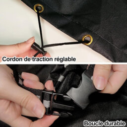 Garden Chair Cover, Protective Cover For Stackable Chairs With Rope And Buckle, Waterproof, Uv Resistant - Black (75 75 120Cm) - thumbnail 6