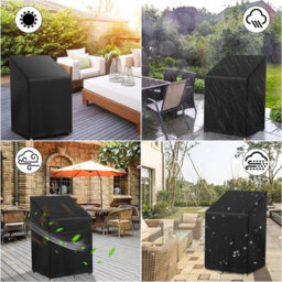 Garden Chair Cover, Protective Cover For Stackable Chairs With Rope And Buckle, Waterproof, Uv Resistant - Black (75 75 120Cm) - thumbnail 7