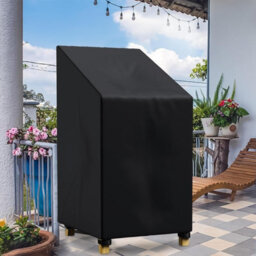 Garden Chair Cover, Protective Cover For Stackable Chairs With Rope And Buckle, Waterproof, Uv Resistant - Black (75 75 120Cm) - thumbnail 5
