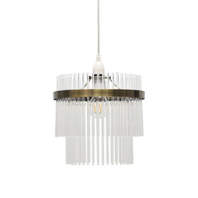 First Choice Lighting Georgia - Antique Brass With Glass Rods Easy Fit Pendant Shade - image 1