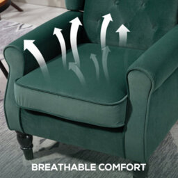Homcom Accent Armchair Home Furniture Retro Tufted Club Fabric Green - thumbnail 6